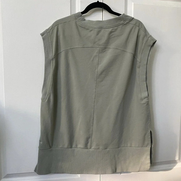Athleta Retroterry V-Neck Sweatshirt Tee Sleeveless Fern Green Women XL Neutral - Picture 7 of 7